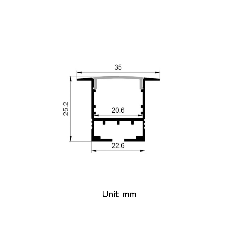 Recessed LED Diffuser Channel For 20mm Triple Row LED Lighting Strip Recessed LED Diffuser Channel For 20mm Triple Row LED Lighting Strip
